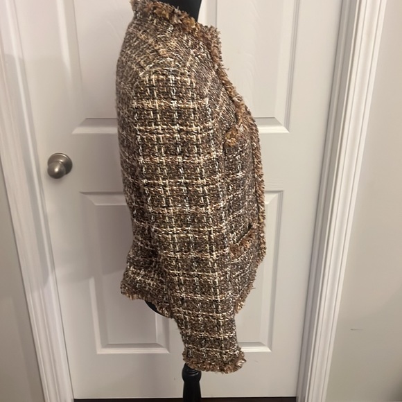 Vintage Rafaella Wool Blend Tweed Elegant Jacket Blazer Brown Front Hook Size 10 - Picture 4 of 4